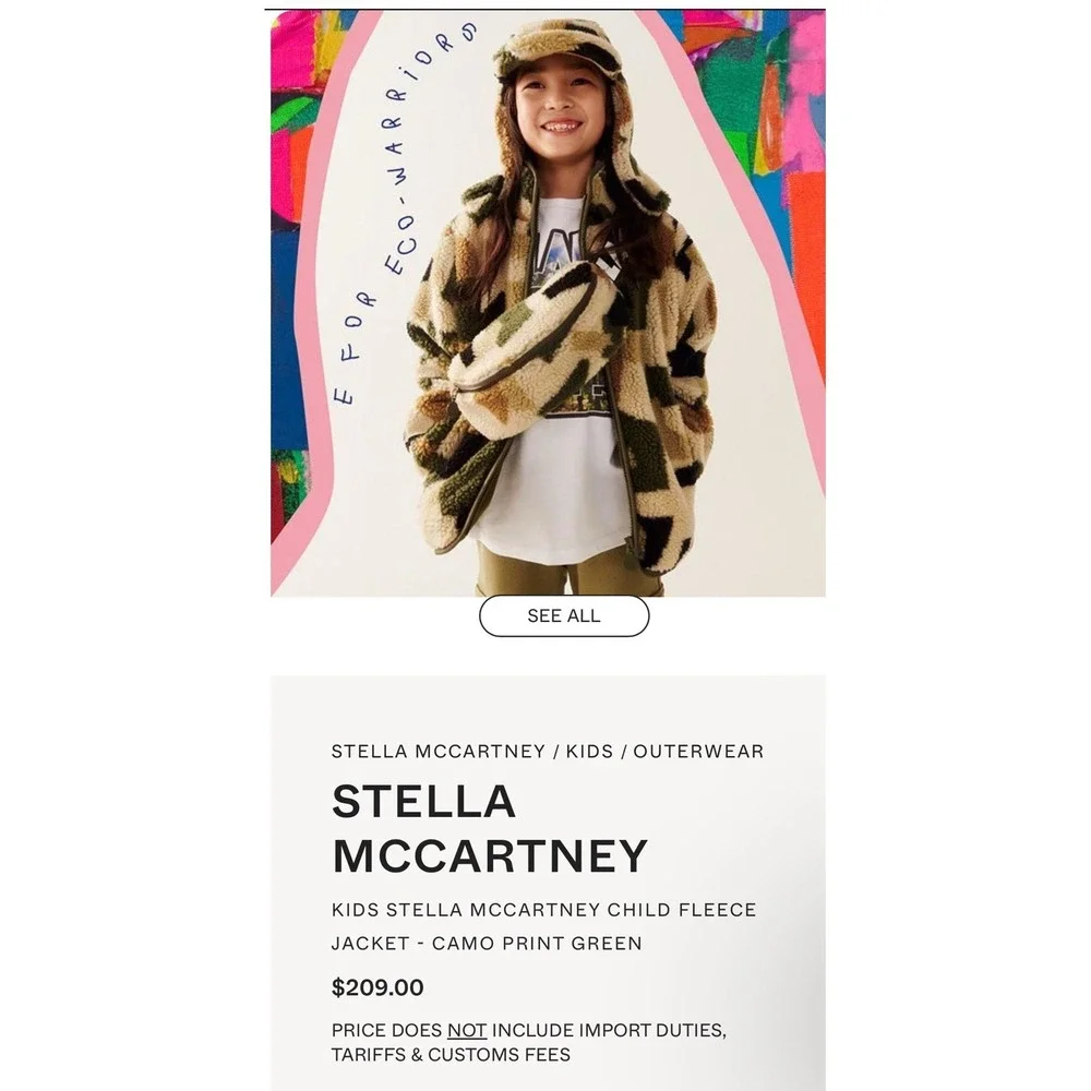 Stella McCartney Kids Camo Teddy Fleece Jacket‎ 10 Years Full Zip Pockets EUC